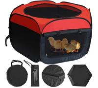 Caja de cría para pollitos, caja plegable para criar pollos, suministros de jaula de pollo para bebés de hasta 15 pollitos, pato y codorniz, kit de inicio con bolsa de almacenamiento, clavijas fijas