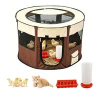Caja de cría para pollitos, criadora de pollos de doble puerta con comedero y bebedero, gallinero portátil y transpirable, corralito de animales pequeños para criar hasta 15 pollitos, codorniz, pato