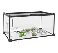 Caja de cría para reptiles PawHut, hábitat para reptiles, terrario transparente con tapa deslizante y rejilla metálica.