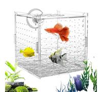 Caja de criador de peceras | Caja de aislamiento de acrílico con ventosas | Contenedor divisor estable para criar huevos, camarones, freír, guppy, ángel, aclimatación, incubadora de criaderos