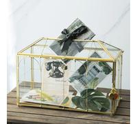 Caja de cristal Giadun para tarjetas de boda con ranura, grande, transparente, de 12,6 pulgadas, de lat n dorado, para guardar tarjetas de regalo