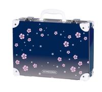 Caja de cuaderno paso a paso con accesorios escolares transparente