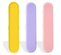 Caja de cubiertos portátil de 3 piezas, contenedor de cubiertos de viaje, contenedor para acampar, soporte de cubiertos de viaje, sostiene cucharas, tenedores, palillos (rosa, amarillo y morado).