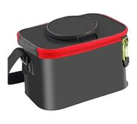 Caja de cubo de EVA portátil y ligera para pesca, diseño plegable con asas y correa para el hombro para un fácil transporte (Negro)