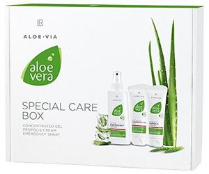 Caja de cuidado especial LR Aloe Via de aloe vera (gel concentrado, crema de propóleo, spray de emergencia)