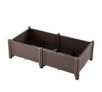 Caja de cultivo apilable para jardín, agujeros de drenaje elevados para cama de jardín, caja de riego de ratán, valla de cultivo de flores de hierbas con agujeros de drenaje, para porches, cubiertas