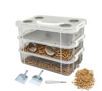Caja de cultivo de gusanos de la harina - Caja transparente de cría y alimentación | Juego de cría de gusanos de la harina - para la alimentación de reptiles, como hábitat para lombrices de tierra y