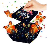 Caja de cumpleaños explosiva con 4 mariposas voladoras, realista decorativa, festiva divertida, caja de mariposa voladora de graduación, caja de regalo sorpresa de papel para celebración, fiesta, Año