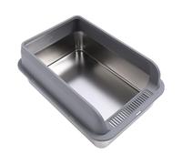 Caja de de Acero Inoxidable, Anti -Salpicaduras de Olor Fácil de Limpiar, Lados de Gato Semi Encerrados con Tapa para Gatos Grandes, Caja de para Gatos Grandes (Grande)