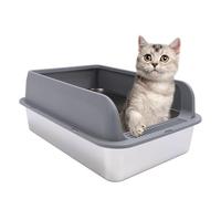 Caja de de Acero Inoxidable, Caja de para Gatos Cerrada con Tapa, diseño de Lados Altos Anti Salpicaduras y sin Olor para Gatos Grandes, Caja de de Entrada superi (l)
