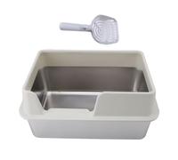 Caja de de Acero Inoxidable con Lados Altos, Gran Caja de para Gatos con Parte Superior Abierta, Incluye Pala, fácil Limpieza, Kitty CatBox a Prueba de Salpicaduras (L Blanco)