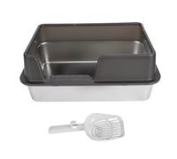 Caja de de Acero Inoxidable Lados Altos Anti -Salpicaduras Caja de de Gato encerrada fácil de Limpiar para pequeños Gatos Medios medianos Premium Durment Inodoro Inodoro (S Negro)