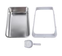 Caja de de Gato gigicial, Bandeja de Olor a Pan de Cables de Gato de Acero Inoxidable bloqueando la Bandeja de de Metal de Lados Altos con Bandeja para la Cucharada para Gatos (Grande)