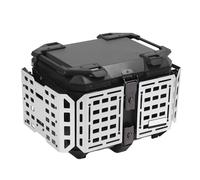 Caja de de Motocicleta Impermeable 45L Case, Material de Aleación de Aluminio Plegable para Aventuras Al Aire Libre, Adecuado para Soporte de Pasajeros Traseros (Plata Pintada de