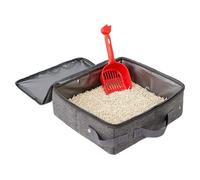 Caja de de viaje para mascotas, caja de portátil con tapa, caja de de viaje ABS para gatos con tapa con cremallera, plegable, sin fugas, resistente al agua, con una pala para hoteles