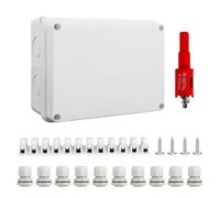 Caja de Derivación Impermeable IP65 de Superficie 150x110x70 mm - con 10 prensaestopas M20 con junta - incluye sierra de corona de 20 mm - apta para cables de Ø6-12 mm