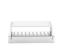Caja de desinfección Caja de desinfección, caja de desinfección de aluminio de 30 agujeros Caja de fresas dentales Soporte de bloque Herramienta de dentista autoclavable(Plata)