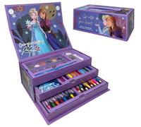 Caja de dibujo y pintura para niños Disney Frozen, set de 52 piezas de colores y artículos de papelería, estuche con cajones