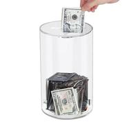 Caja de dinero acrílico, tarro de dinero para ahorrar dinero - caja de monedas de acrílico transparente con gran capacidad - La decoración del hogar discreta debe romper el vaso de rescate para y las