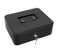 Caja de dinero con llave, caja de lata para dinero con bandeja para dinero (negro-1)