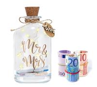 Caja de dinero con luz LED para boda, regalo personalizado para novios, amante fresco (MR&MRS)