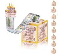 Caja de dinero de oro rosa para regalo en efectivo de feliz 30 cumpleaños, caja de dinero sorpresa para mujer de 30 años, regalo de cumpleaños, caja de presentación de dinero para regalos en efectivo