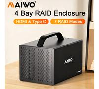 Caja de disco duro externo MAIWO RAID de 4 compartimentos con ventilador ajustable 3,5 ''TypeC a SATA HDD SSD compatible con modo RAID EU Plug