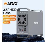 Caja de disco duro MAIWO de 3,5 pulgadas, caja de matriz RAID de doble bahía, caja externa de disco SATA a USB 3,0, cuatro modos RAID con ventilador 10Gbps US Plug