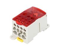 Caja de distribución cables montada en riel, derivación alta potencia una 11 salidas, latón niquelado, carcasa policarbonato(Rot)