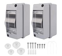 Caja de distribución de 2 unidades, IP65, resistente al agua, con puerta, 1 fila para 2 módulos, distribuidor de superficie, adecuado para jardín, exteriores, granjas, habitaciones húmedas