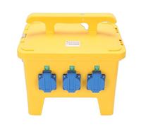 Caja de Distribución de Energía con Asa 6 Tomacorrientes Caja Eléctrica Portátil para Sitios de Construcción IP65 a Prueba de Agua Patios Jardines y Más Contactos Chapados