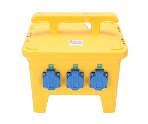Caja de Distribución de Energía con Asa 6 Tomacorrientes Caja Eléctrica Portátil para Sitios de Construcción IP65 a Prueba de Agua Patios Jardines y Más Contactos Chapados