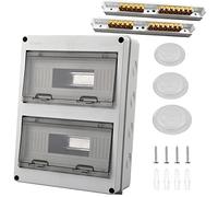 Caja de Distribución de Superficie 24 Módulos, Caja de Fusibles IP65 a Prueba de Agua con Bloque de Terminales, Carril, Caja Conexiones Electricas para Jardín o Exteriores