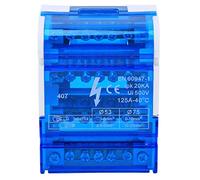 Caja de distribución de terminales,montaje en riel DIN 125A / 500V Módulo de distribución de bloque de terminales de 4x7 posiciones,monofásico de 4 niveles con cubierta protectora transparente