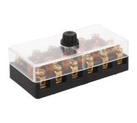 Caja de Distribución Eléctrica Automotriz de Seis Circuitos 6x30mm | Diseño en Forma de Tubo Base para Fusibles, Construcción en Aleación y Plástico, Adecuado para Vehículos y Embarcaciones