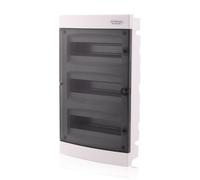 Intratec cuadro de distribución empotrado, IP40 - Caja de distribución interior, con puerta transparente, para instalación en espacios secos, de tres filas, 36 módulos, 482 x 283 x 106 mm
