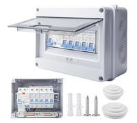 Caja de distribución impermeable, caja de distribución de superficie, caja de distribución exterior, resistente al agua, caja de fusibles, superficie con interruptor de fuga 63 A, interruptor de aire