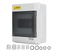 Caja de distribución impermeable IP66 de 6 vías con carril DIN, carcasa de unión con cubierta transparente y envoltura eléctrica de ABS+PC para uso en interiores y exteriores,