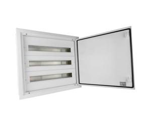 Caja de distribución IP54 DARP-72 3 x 24, empotrada, puerta de aluminio, caja de fusibles 9.324 E-P 6750, Clage