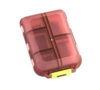 Caja de doble capa pequeña para pill portátil, caja transparente de almacenamiento sellada de 10 celdas (rojo rosa)