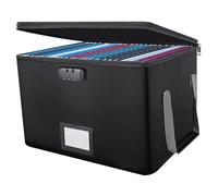 Caja de documento de Fireproof con bloqueo, caja de archivo de fuego de fuego impermeable, documento bloqueable con plegado, organizador de archivos portátiles con mango para letras colgantes/carpeta