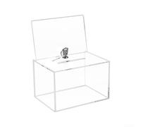 Caja de donación de acrílico transparente con cerradura de seguridad y soporte para carteles, incluye dos llaves, para necesidades de donación, votación y recolección