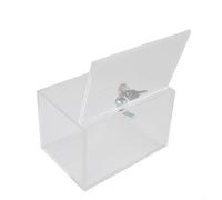 Caja de donación de acrílico transparente con cerradura y soporte para carteles, urna de sugerencia segura para recaudación de fondos, votación, oficina, escuela, pantalla de 4 x 6.2 pulgadas, 1
