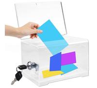 Caja de donación de acrílico, urna transparente con llave, caja de donaciones, con cerradura acrílica con pizarra, caja de dinero recomendada para votos, sorteos y tarjetas de visita