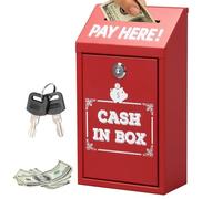 Caja de Donación de Metal,Caja de Sugerencias Buzón de Llaves para Exterior Caja de Recogida de Donaciones con Cerradura Llave y Ranura Superior,Buzón Montado en la Pared Caja de Sugerencias (Rojo)