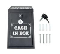 Caja de Donación de Metal, Caja Dinero con Llave y Ranura Superior para Casa Oficina y Negocios para Dejar Papeletas Cartas de Sugerencias Cheques y Correo (Negro)