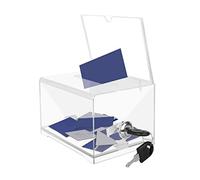 Caja de donaciones acrílica, hucha con cerradura, urna transparente con llave, caja de dinero recomendada, almacenamiento para comentarios, y tarjetas de visita (15,9 x 11,4 x 10,2