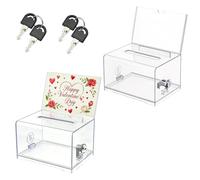Caja de Donaciones Acrílico, 2 Piezas Caja Acrílica para Donativos con Cerradura, Hucha Transparente, Caja de Donativos Acrílica con Llave y Cerradura, con Pegatina, para Votaciones, Concursos