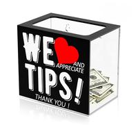Caja de donaciones, acrílico para donar dinero, 15,2 × 10,2 × 12,7 cm, vasos transparentes para propuestas, caja de recogida de propuestas, caja de almacenamiento de dinero multiuso para restaurante