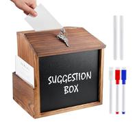 Caja de Donaciones y Sugerencias de Madera de Pino Con Cerradura - Buzón Para Montaje en Pared Con Pizarra, 2 Tizas y 2 Llaves - Para Propuestas, Donaciones y Boletas